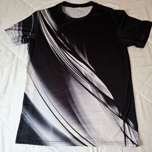 Men’s Small Abstract Graphic T-Shirt - Black & Gray Modern Design